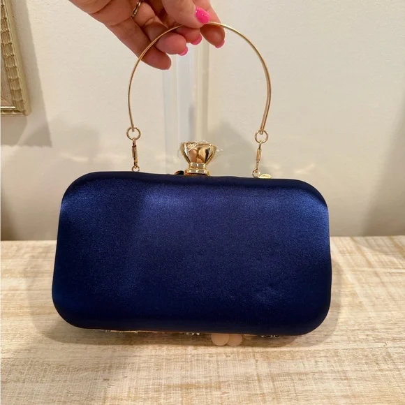 Floral Appliqué Beaded Sequined Daisy Clutch Handbag Shoulder Bag NWOT - Picture 7 of 12